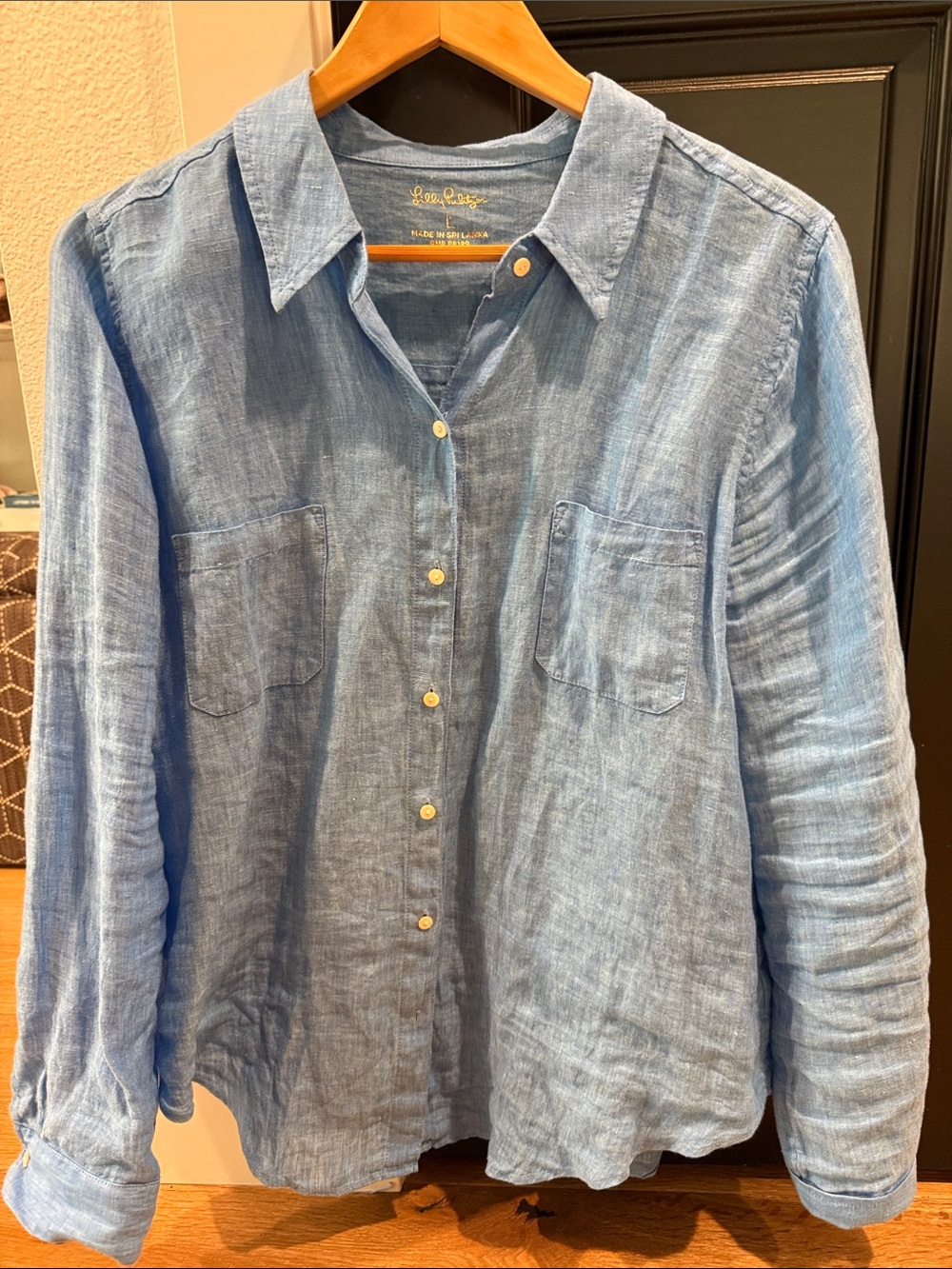 Lilly Pulitzer Light Blue Linen Button-Down Shirt